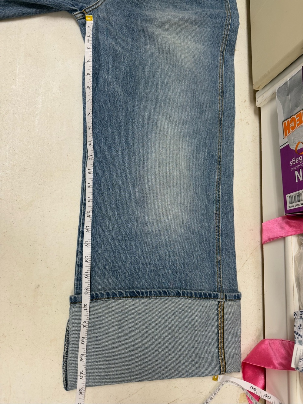 Lucky Brand High Rise Wide Leg Cuffed Jeans Blue Denim Size 14/32 Coastal Boho - Picture 12 of 12
